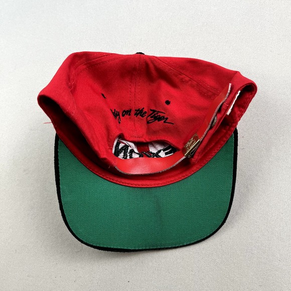 Vintage Exxon Mobil Hat Cap Strapback Red Adjustable Tiger Gas Oil Racing 90s - Picture 4 of 8